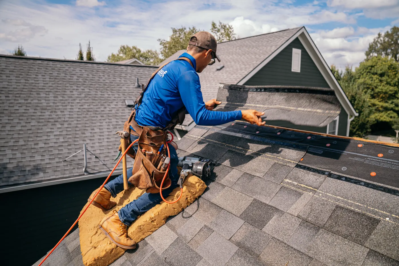 Tarping and dry-in on a Timberbrook commercial roof